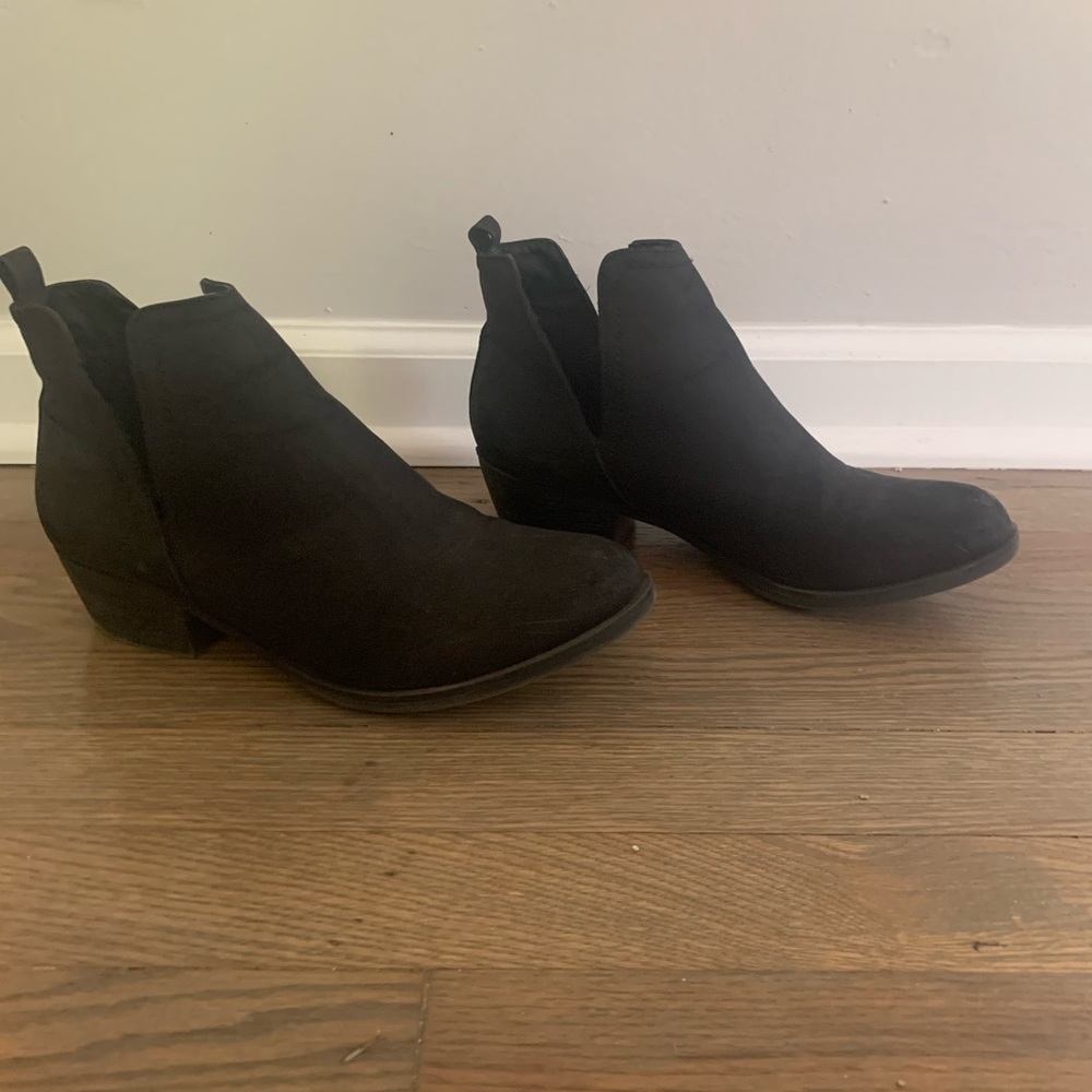 Black slit ankle booties